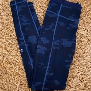 Lululemon Fast and Free blue camo leggings